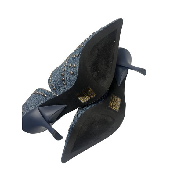 Jeffrey Campbell Spangled Denim Silver Stud Stiletto High Heels - Picture 9 of 10